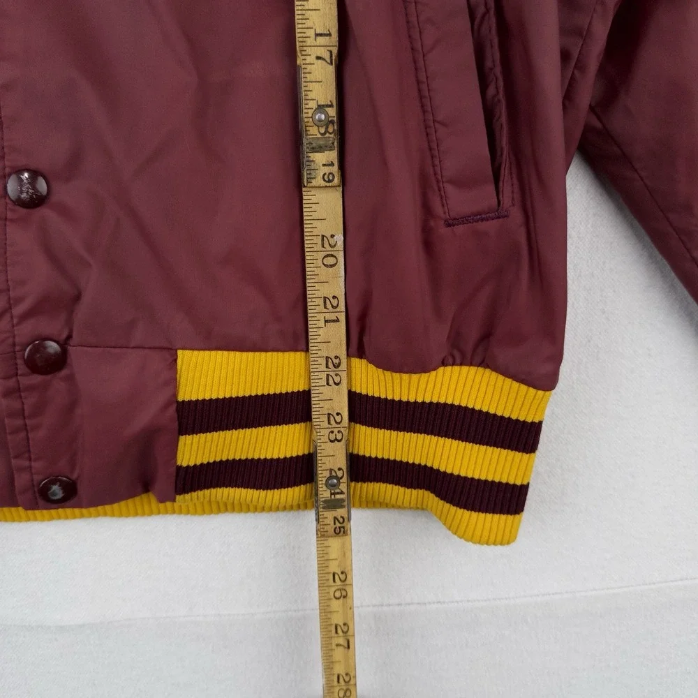 70's Vtg Champion Eureka College Nylon Varsity Jacket Medium Snap Front Made USA